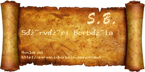Sárvári Borbála névjegykártya